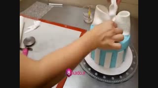 تزیین کیک خانگی با خمیر فوندانت