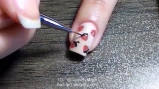 طراحی ناخن زیبای پاییزی طرح بلوط Cute acorn nail art
