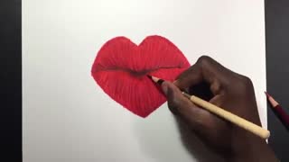 آموزش نقاشی با مداد بسیار روان وزیبا (طرح لب)