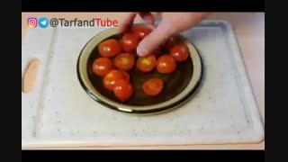 چیجوری تعداد زیاد گوجه رو با یه حرکت نصف کنیم؟