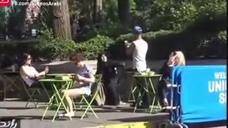 (دوربین مخفی)واکنش جالب مردم به کشیدن روسری از سر زن محجبه!!