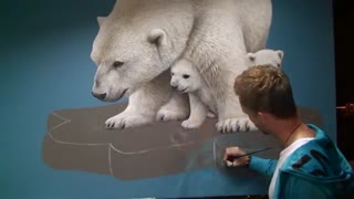 نقاشی فوق العاده دیدنی از خرس قطبی !